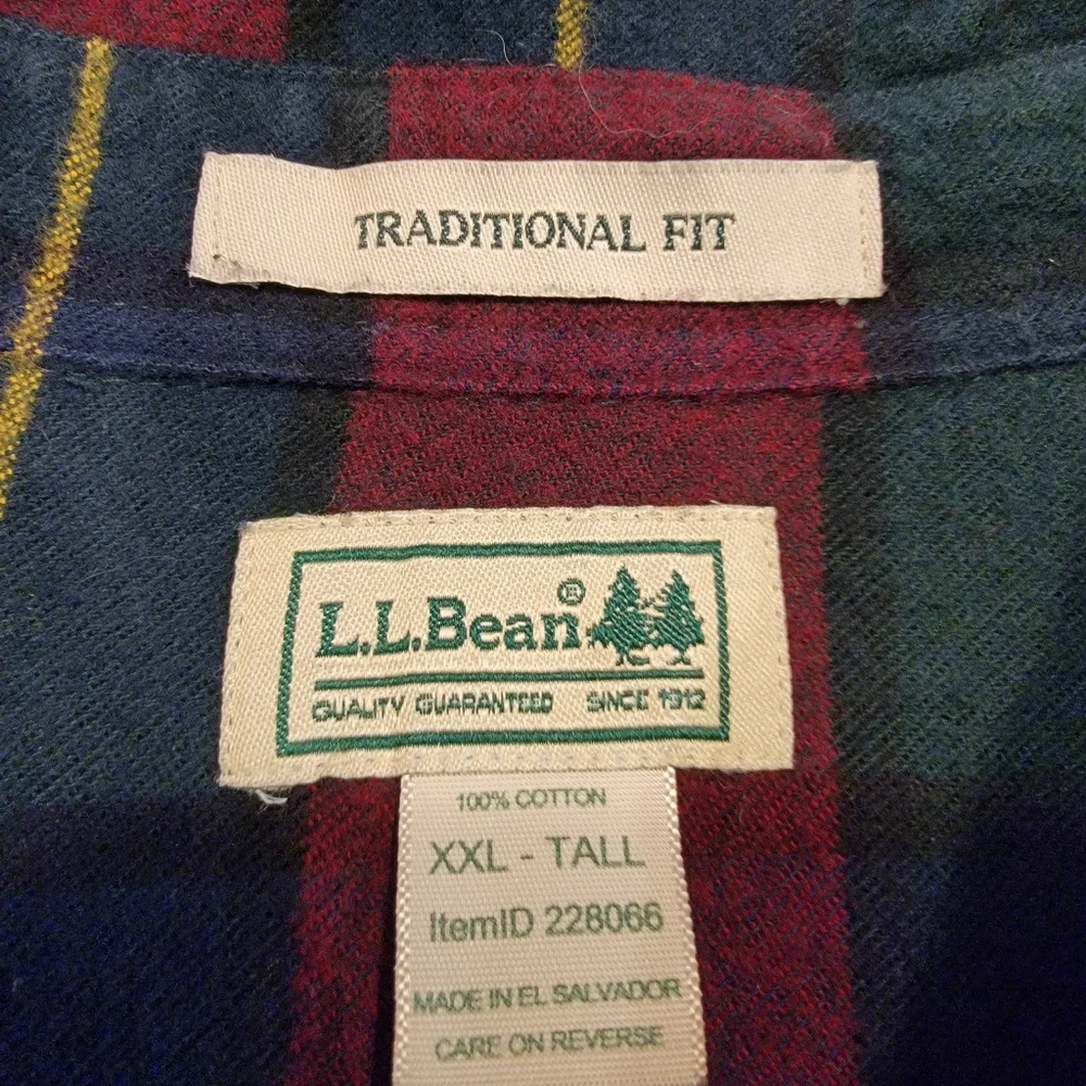 LL Bean Men’s‎ Plaid Flannel Shirt Button Down Traditional Fit XXLT